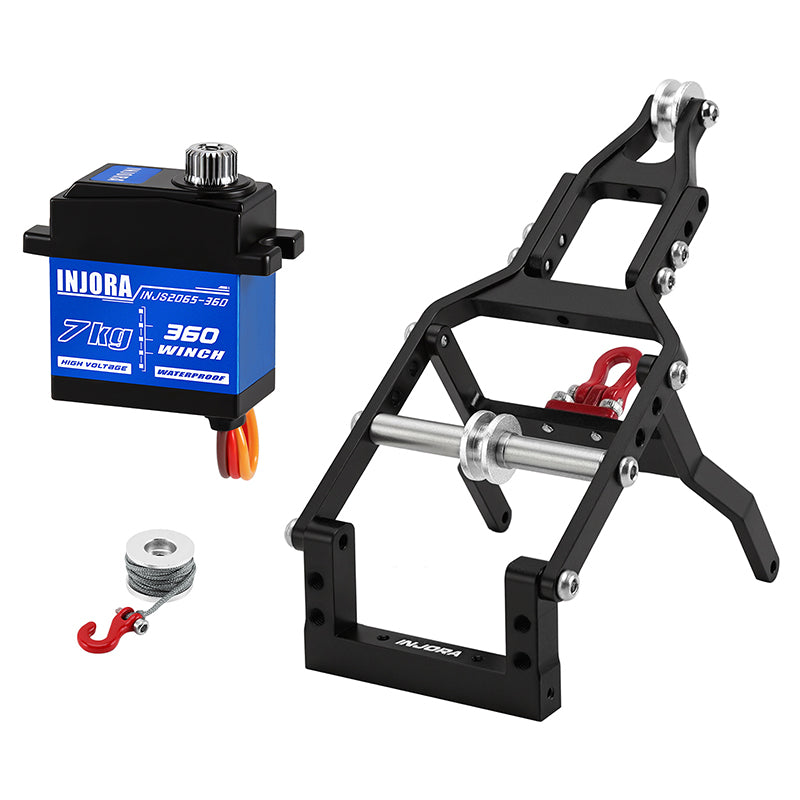 Injora S2065-360-194BK 1:24 SCX24 Tow Truck Crane Kit & INJS2065-360 Winch Servo