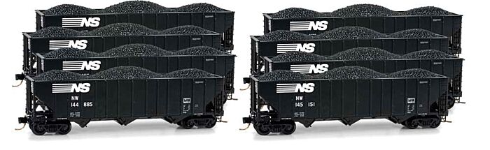Micro-Trains 99300806 N NS 100-Ton 3-Bay Ribside Open Hopper w/Load (Set of 8)