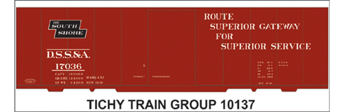 Tichy 10137 HO Duluth, South Shore and Atlantic 40'' Steel Boxcar Decal Sheet