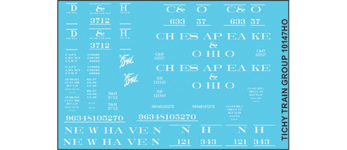 Tichy 10147N N D&H, C&O, NH USRA Hopper Decal Sheet