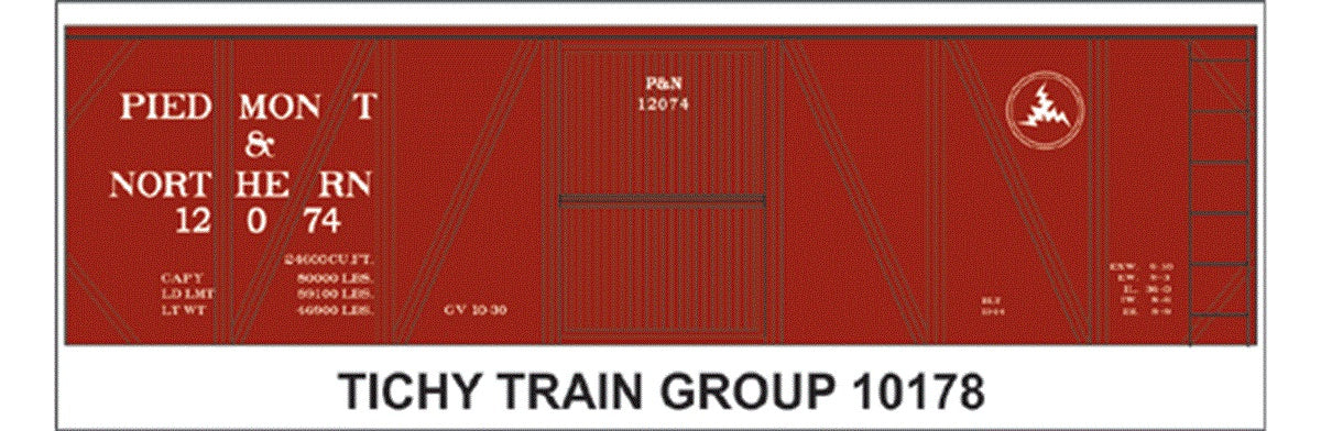 Tichy 10178 HO Piedmont & Northern 40' SS Boxcar Decal Sheet