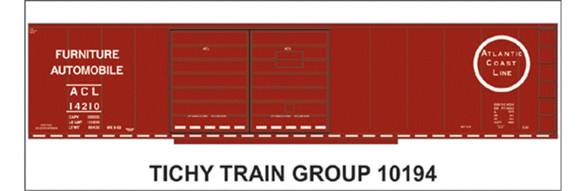 Tichy 10194 HO ACL 50' Double Door Steel Boxcar Decal Sheet