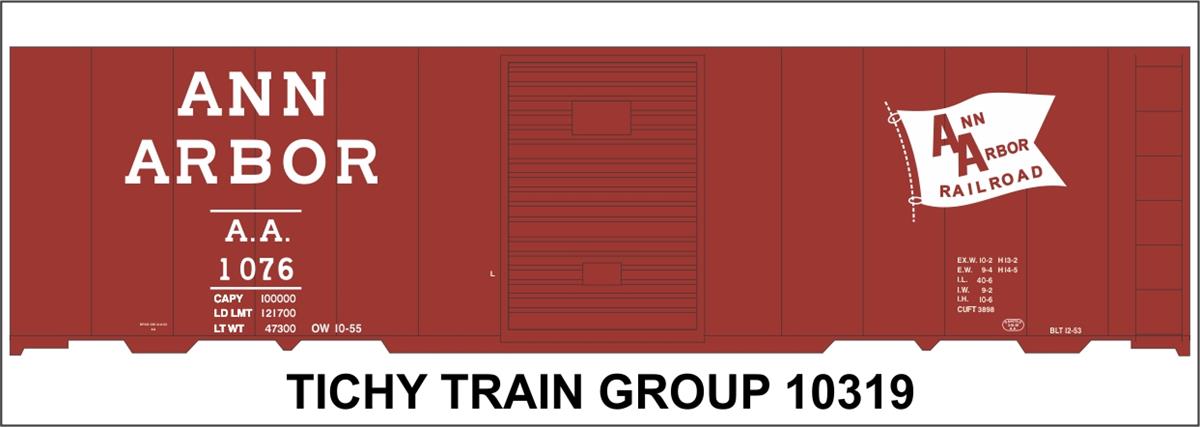 Tichy 10319 HO Ann Arbor 1953 40'' Stl Bx Decal Sheet