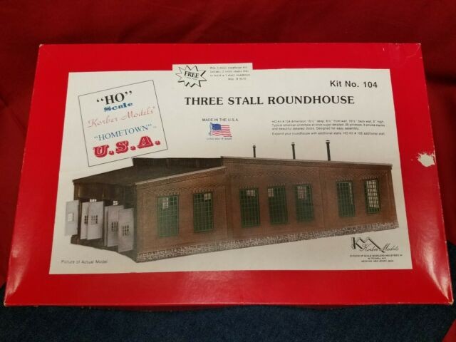 Korber 104 HO Scale Hometown 3-Stall Roundhouse Building Kit