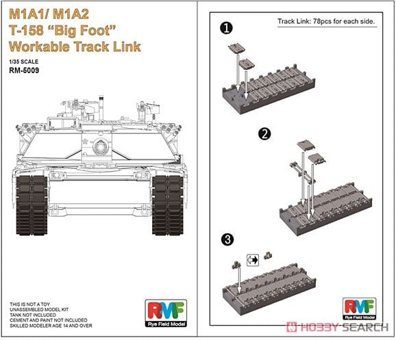 Rye Field Models RM-5009 1:35 M1A1/A2 T-158 Big Foot Workable Track Link Kit