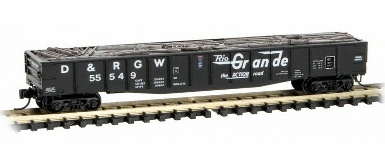Micro-Trains 10500312 N DRGW 50' 14 Panel Steel Fishbelly Side Gondola #55549