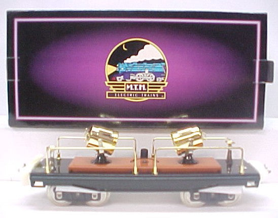 MTH 10-1075 Standard Gauge 220 Black & Terra Cotta Searchlight Car w Brass Trim LN/Box