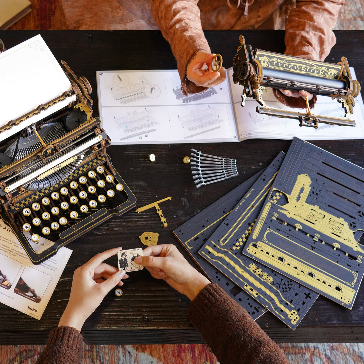 Robotime LK703B ROKR Classic Version Mechanical Typewriter Wooden 3D Puzzle