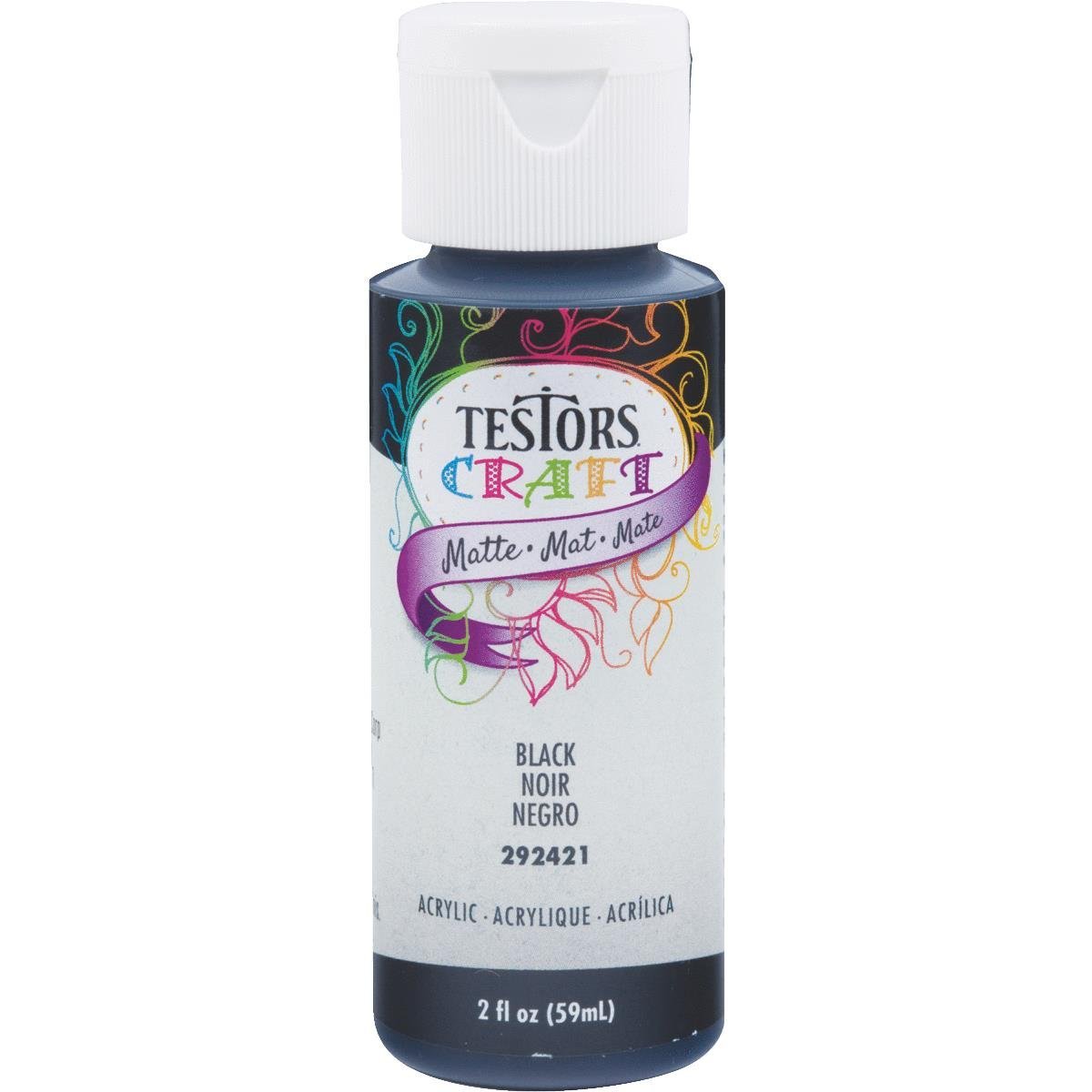 Testors 292421A Craft Matte Acrylic Black 2 oz Paint Bottle
