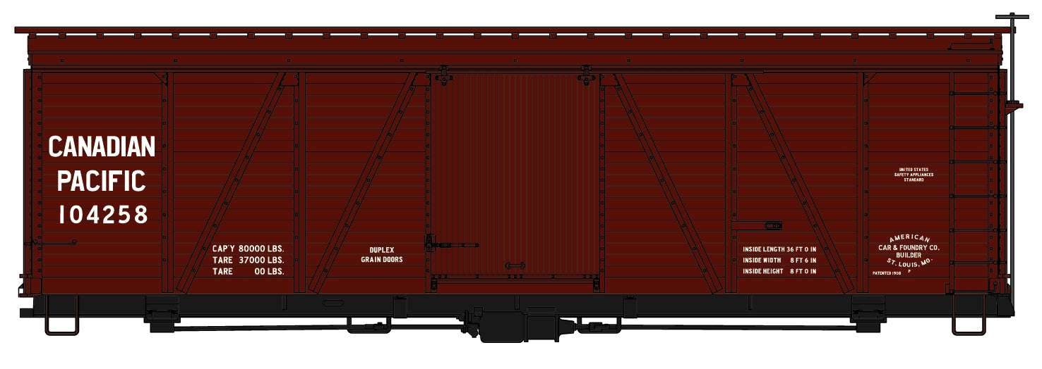 Accurail 1184 HO Canadian Pacific 36' Fowler Wood Boxcar Kit #104258
