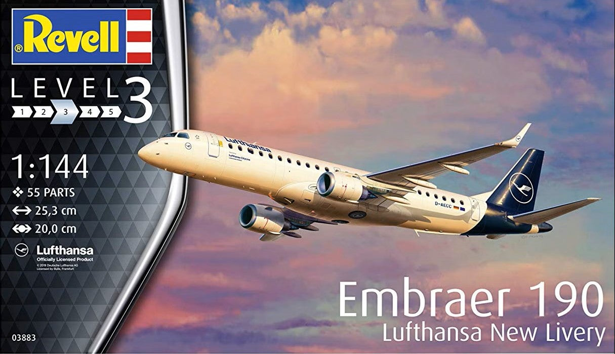 Revell of Germany 03883 1:144 Embraer 190 Lufthansa New Livery Jet Plastic Kit