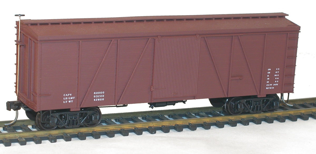 Accurail 1198 HO Data 36' Fowler Wood Boxcar Mineral Red