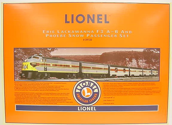 Lionel 6-29122 O Gauge Erie Lackawanna F3 AB Diesel Passenger Train Set NIB