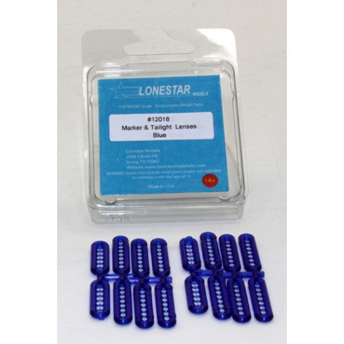 Lonestar Models 12018 HO Blue Marker & Tail Light Lenses Accessory Pack