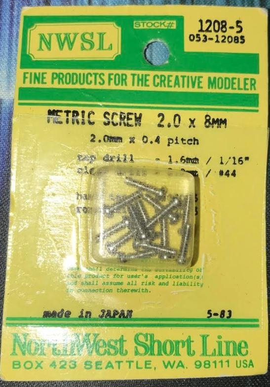 Northwest Short Line 1208-5 2 x .4 x 8mm Nickel-Plated Pan Head Metric Screws