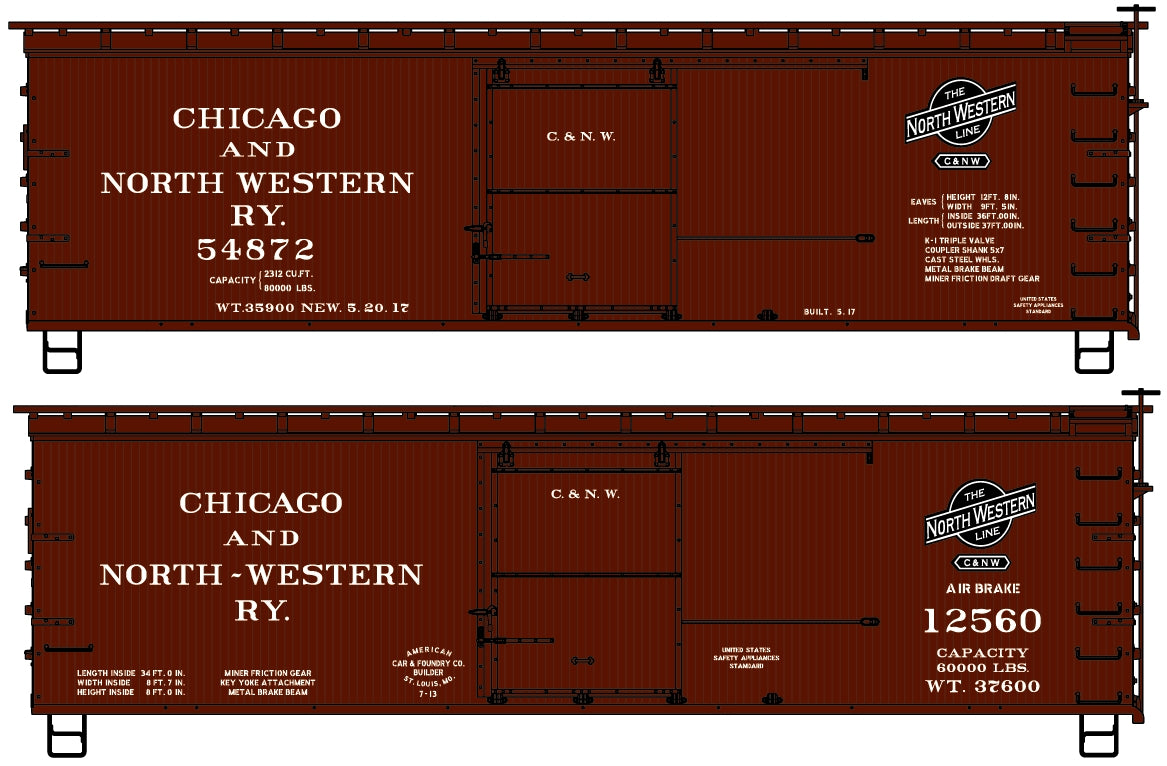 Accurail 1232 HO CNW 36' Double Sheath Wood Boxcar Kit (Set of 2)