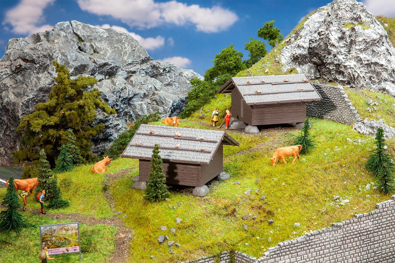 Faller 130636 HO Hay Barns Building Kit (Pack of 2)