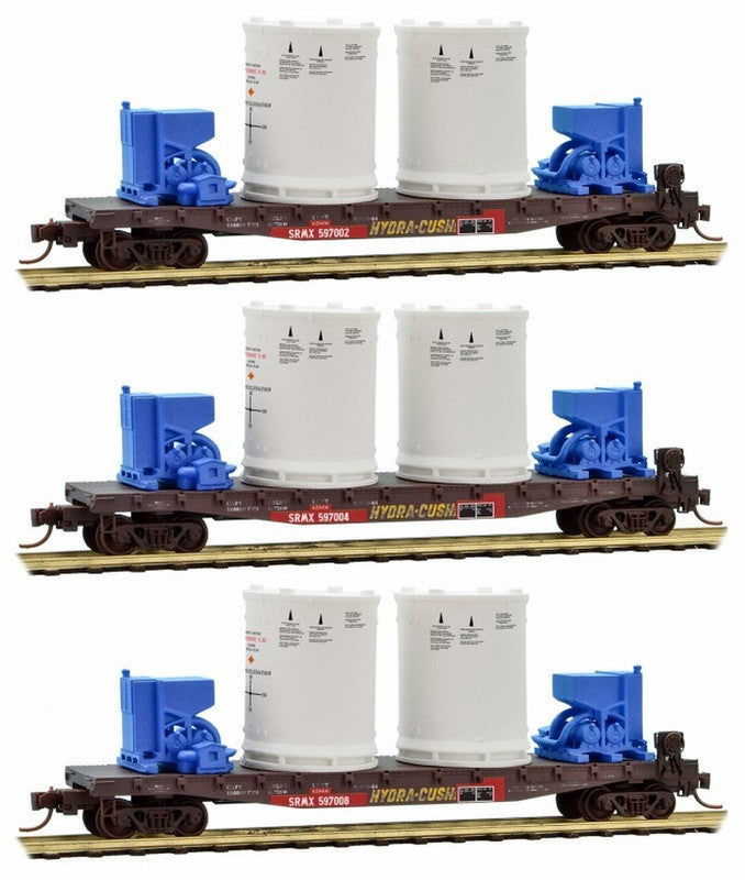 Micro-Trains 99301680 N SRMX 50' Fishbelly-Side Flatcar w/Load (Set of 3)