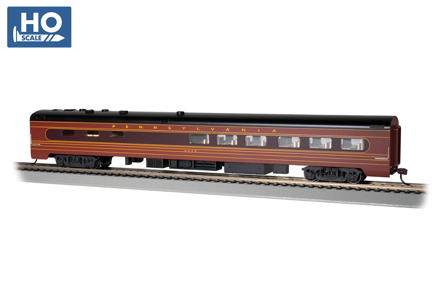 Bachmann 14804 HO PRR 85' Smooth Side Dining Car with Lighted Interior #4420