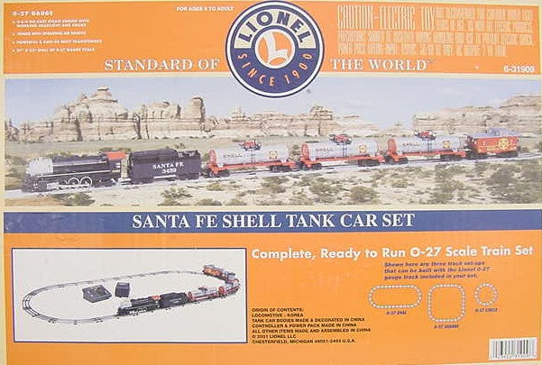 Lionel 6-31909 Santa Fe Shell Tank O Gauge Steam Train Set MT/Box