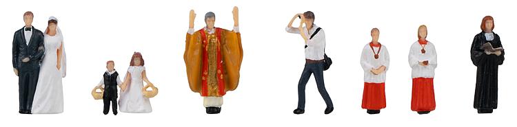 Faller 151610 HO Bride and Bridegroom with Parson Figures (Set of 9)