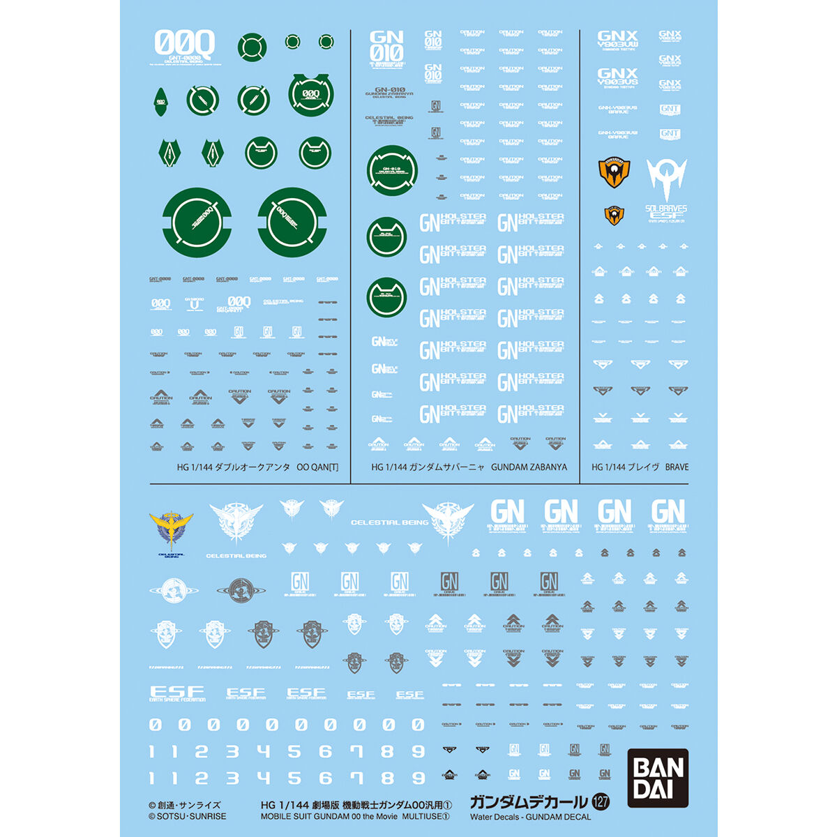 Bandai 2578996 1:144 GD-127 Gundam 00 The Movie Multiuse Gundam Decal