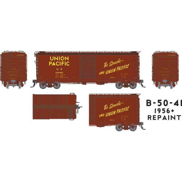Rapido Trains 154008 HO UP 1956 Repaint 40' B-50-42 Boxcar #2 (Set of 6)