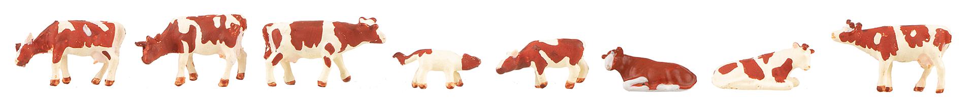 Faller 155902 N Brown Flecked Cow Figures (Set of 8)