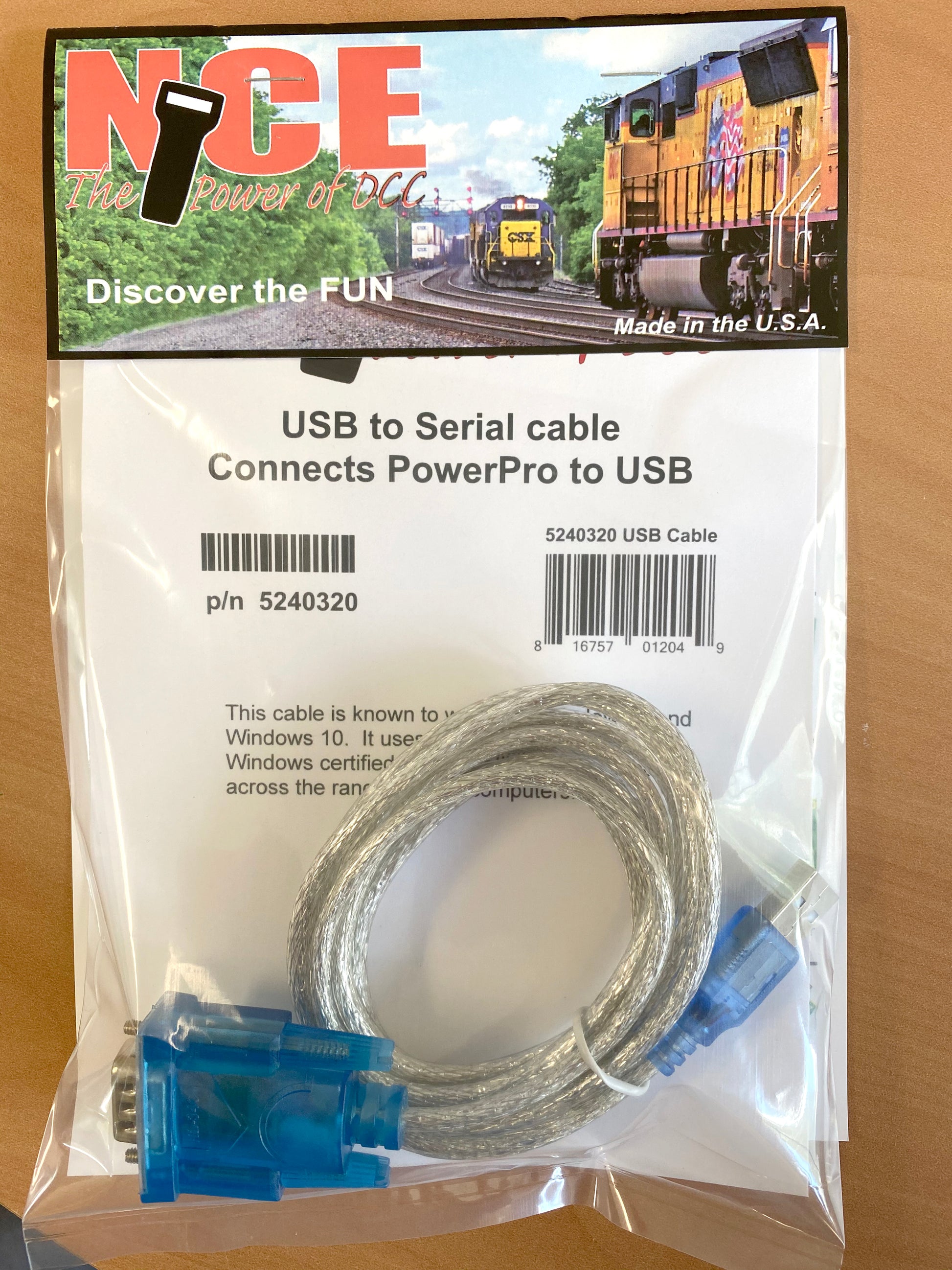 NCE 5240320 6' Power Pro Powerhouse CS02 USB to Serial Cable