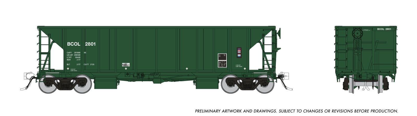 Rapido Trains 158017A HO BC Rail Early NSC Ballast Car Single Car #2