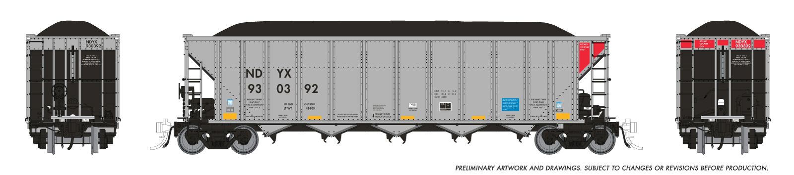 Rapido Trains 169054A HO NDYX AutoFlood III Coal Hopper #3 Single Car