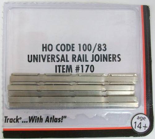 Atlas 0170 HO Code 100/83 Universal Nickel Silver Rail Joiners (Pack of 48)