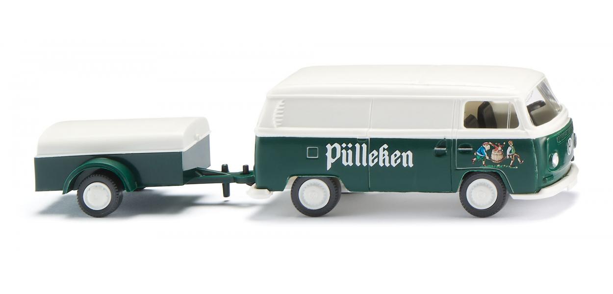 Wiking 030005 HO Volkswagen T2 Box Van with Pulleken Trailer