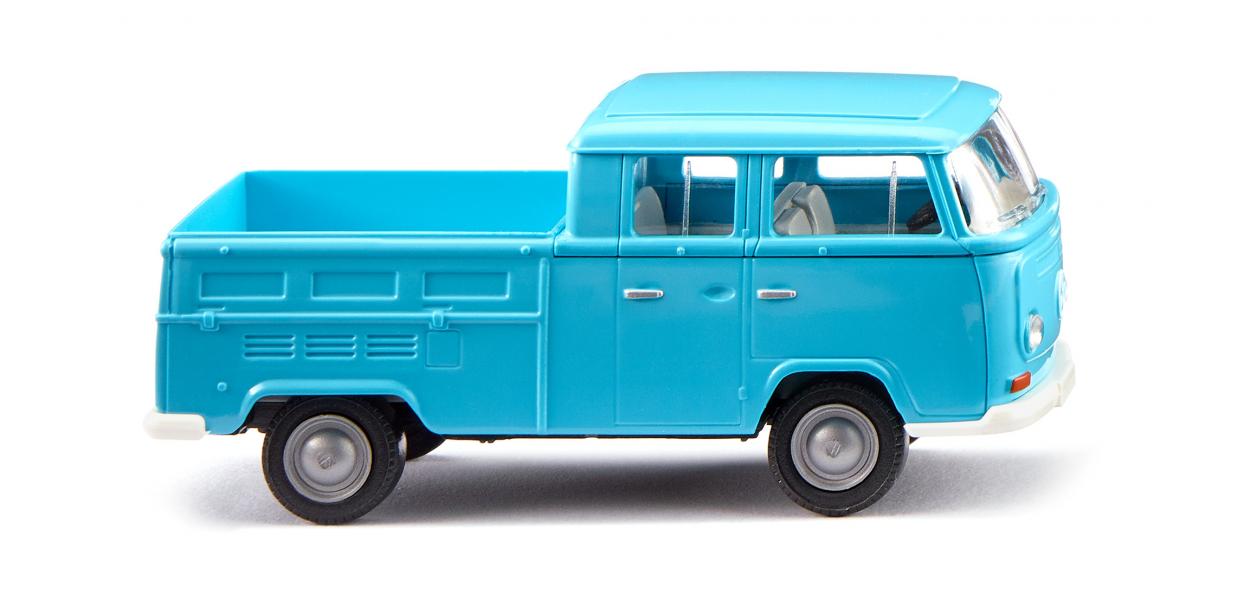 Wiking 031404 HO Volkswagen T2 Ice Blue Double Cabin Truck