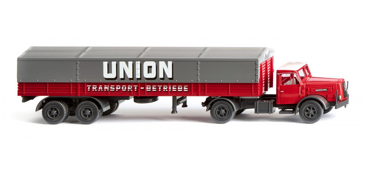 Wiking 051406 HO Henschel Union Transport Flatbed Tractor-Trailer Diecast Model