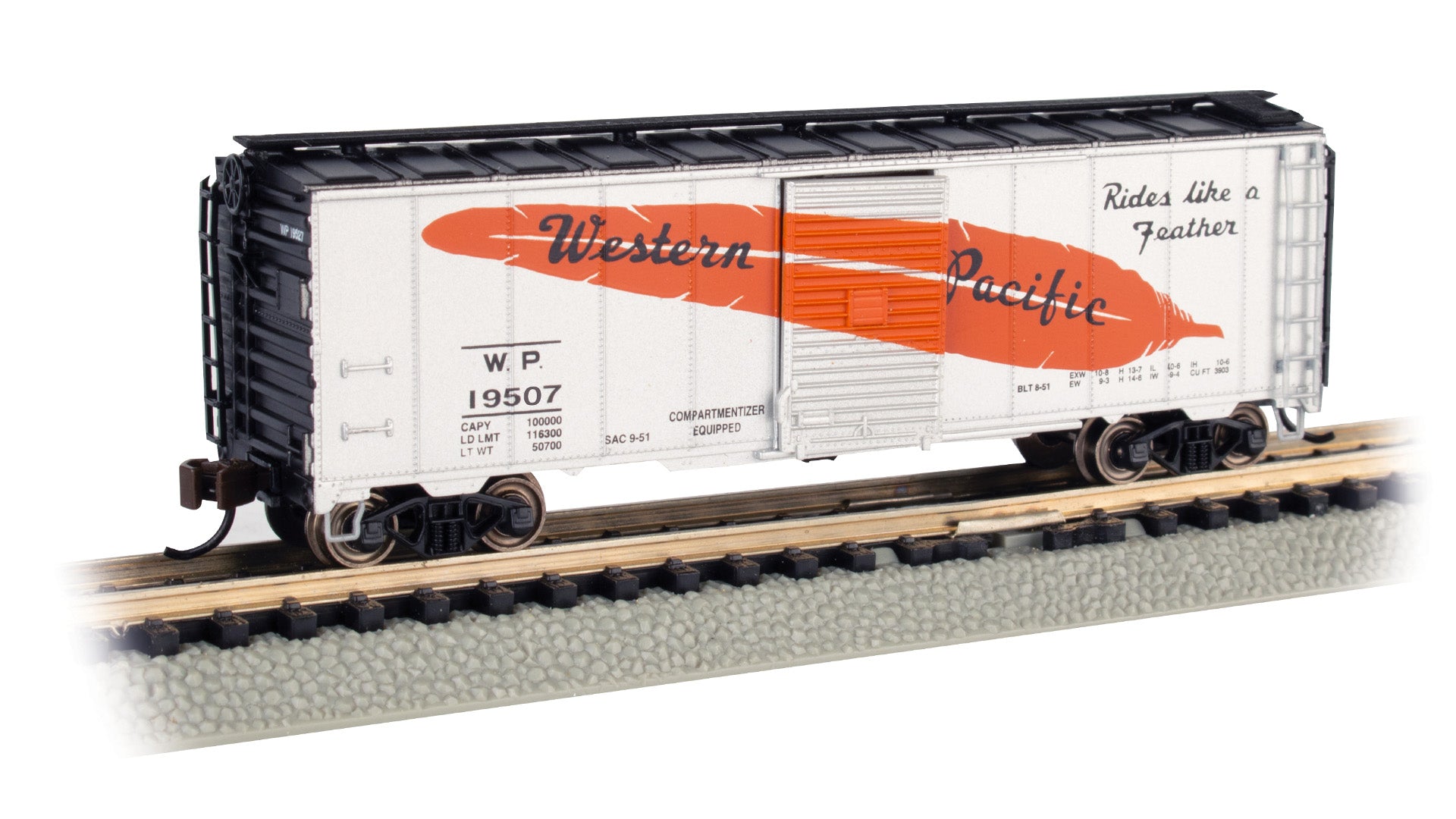 Bachmann 17072 N Western Pacific AAR 40' Steel Box Car #19507