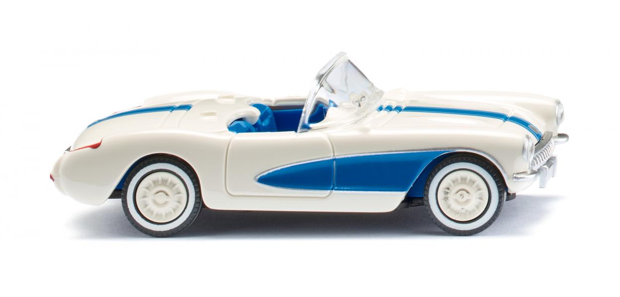Wiking 081905 HO Chevrolet Corvette Pearl White/Sky Blue Convertible