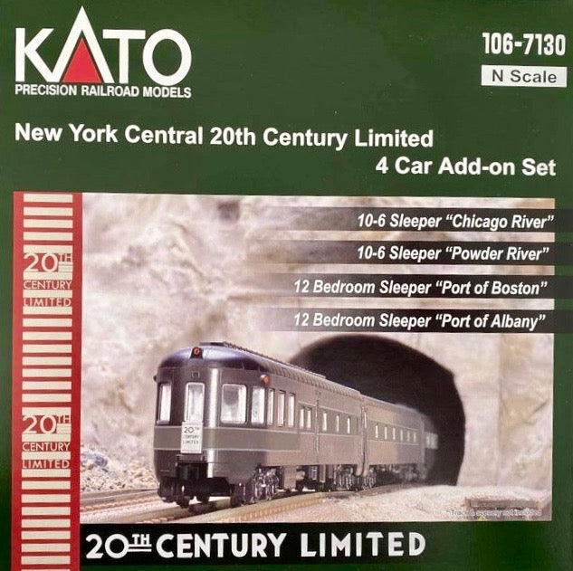 Kato 106-7130-1 N NYC 20th Century Limited Add-On Car Set (Set of 4)