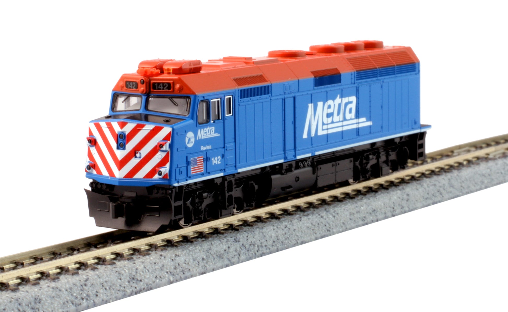 Kato 176-9104 N Chicago Metra Ravinia EMD F40Ph Diesel Locomotive #142