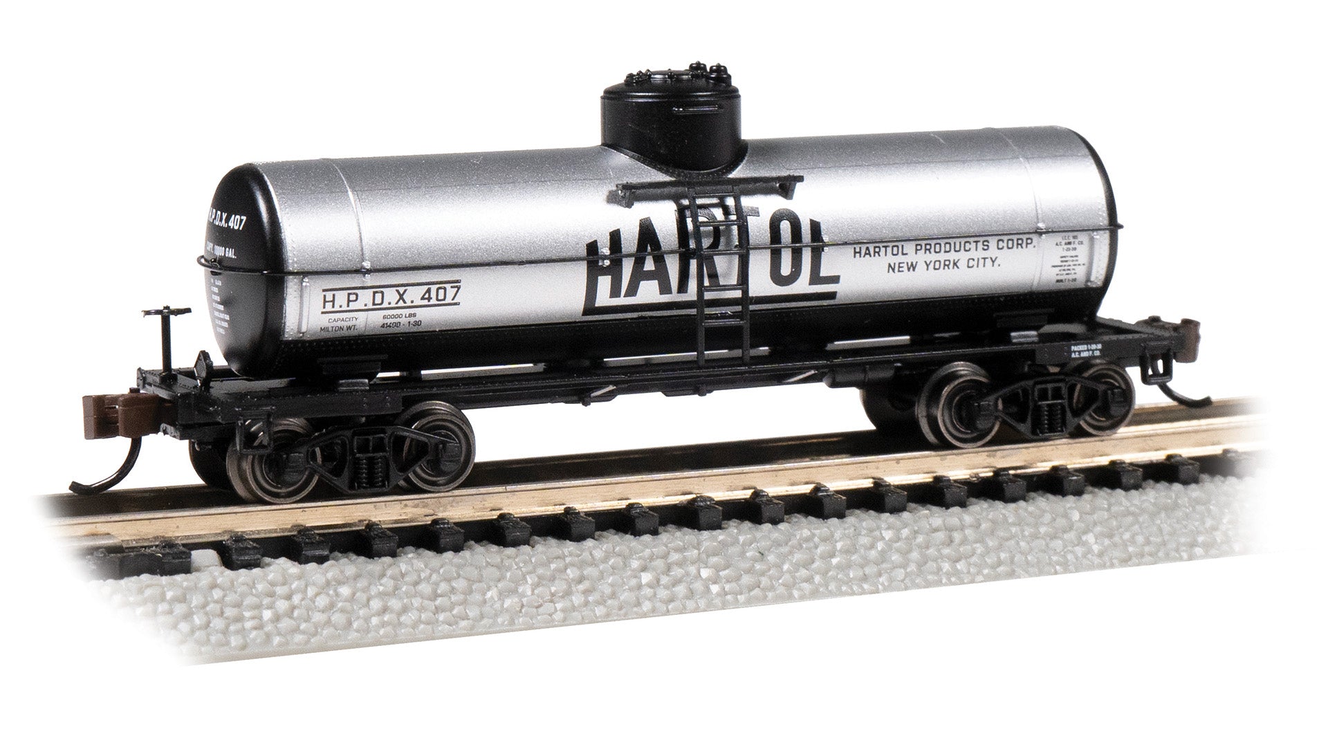 Bachmann 17868 N Hartol ACF 10,000 Gallon Single-Dome Tank Car #407 LN/Box