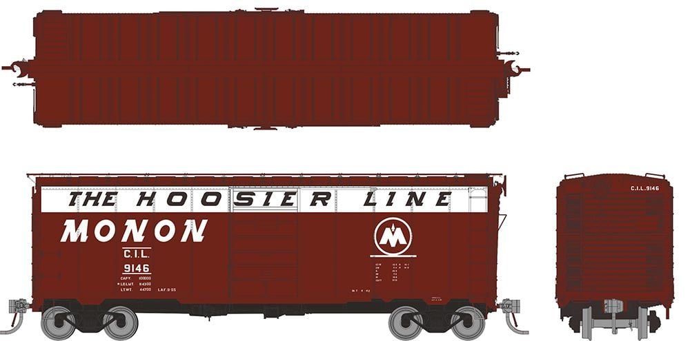 Rapido Trains 181001A HO CIL Monon Round corner 1937 AAR 40' Boxcar Single Car