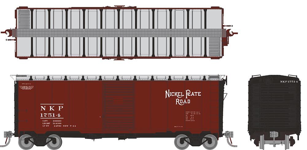 Rapido Trains 181006A HO NKP Round Corner 1937 AAR 40' Boxcar Single Car
