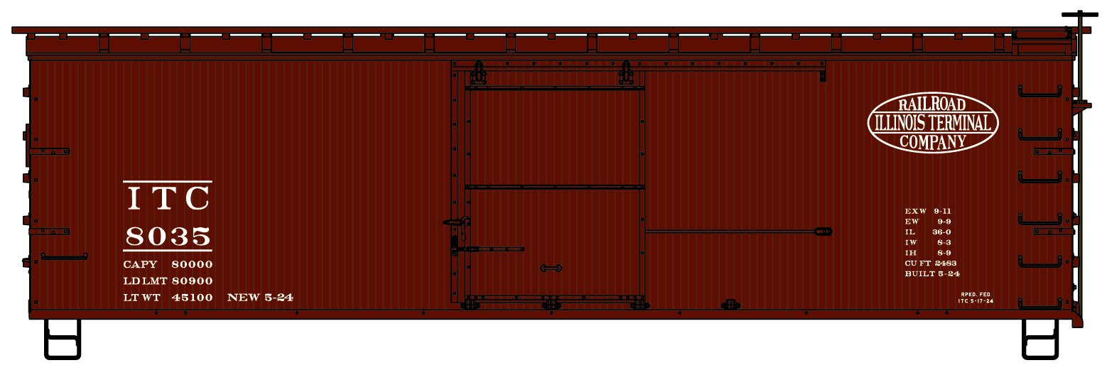 Accurail 1811 HO Illinois Terminal 36' Wood Boxcar