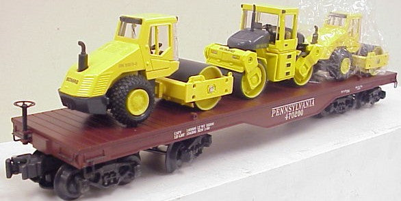 K-Line K693-1891 O Pennsylvania Diecast Flatcar #470200 w/3 Diesel Rollers LN/Box