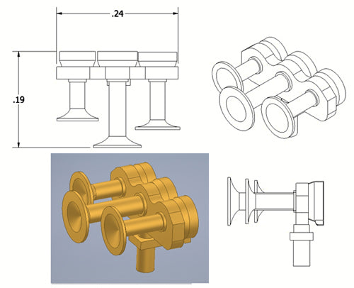 Cal Scale 190-667 HO Nathan Air Horn M3H
