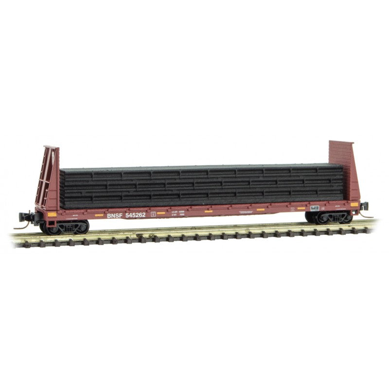 Micro-Trains 52700172 Z BNSF 60' Bulkhead Flatcar with Pipe Load #545262