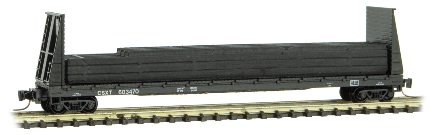 Micro-Trains 52700181 Z CSXT 60' Bulkhead Flatcar with Steel Beam Load #603470