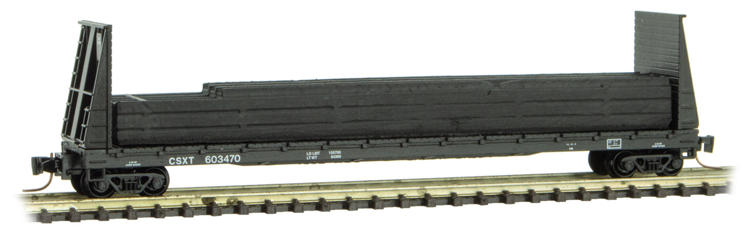 Micro-Trains 52700181 Z CSXT 60' Bulkhead Flatcar with Steel Beam Load #603470