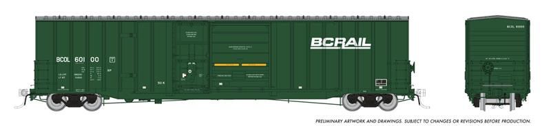 Rapido Trains 191001A HO BC Rail Trenton Works 6637cuft Boxcar Single Car #1
