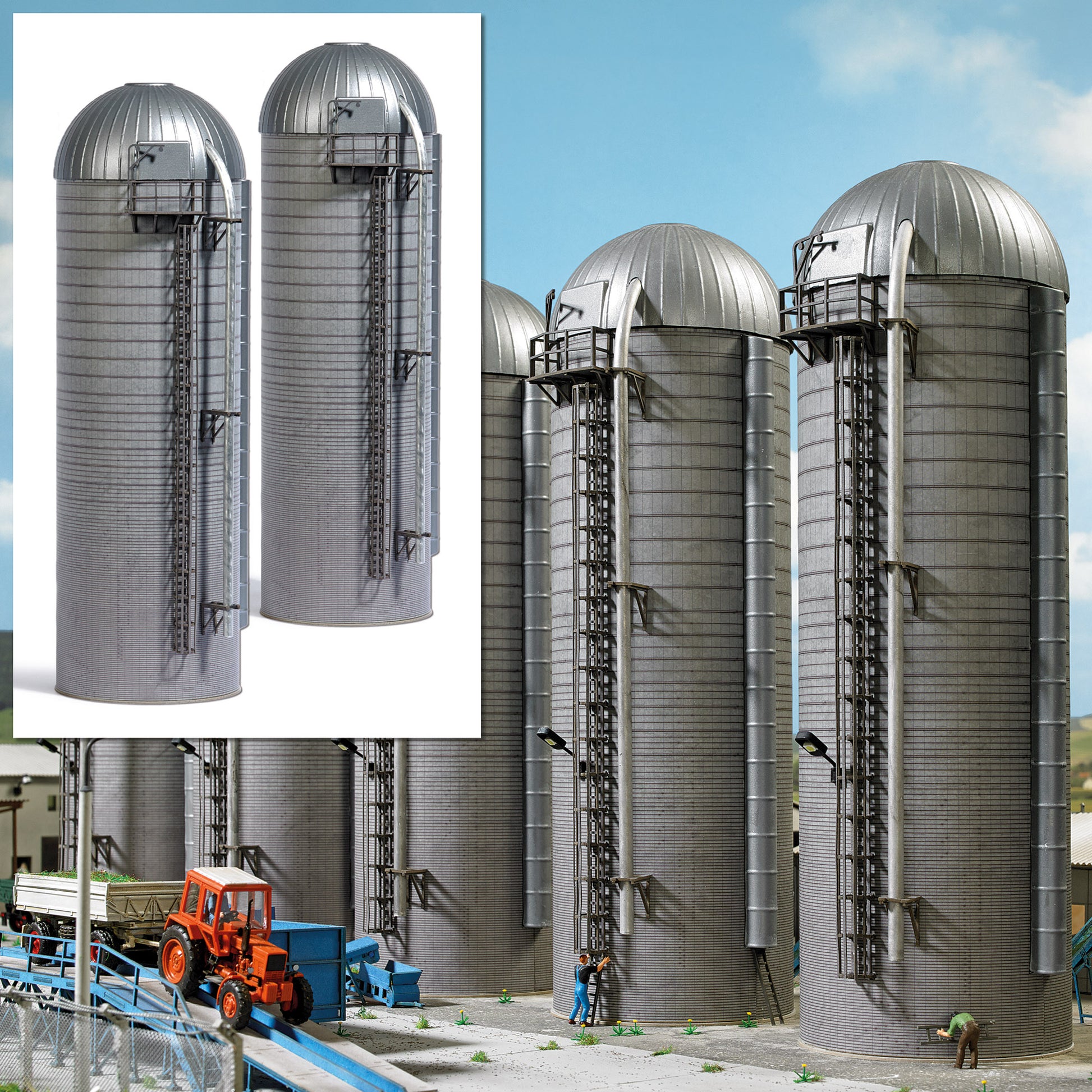 Busch 1913 HO Tower Silo Kit (Set of 2)